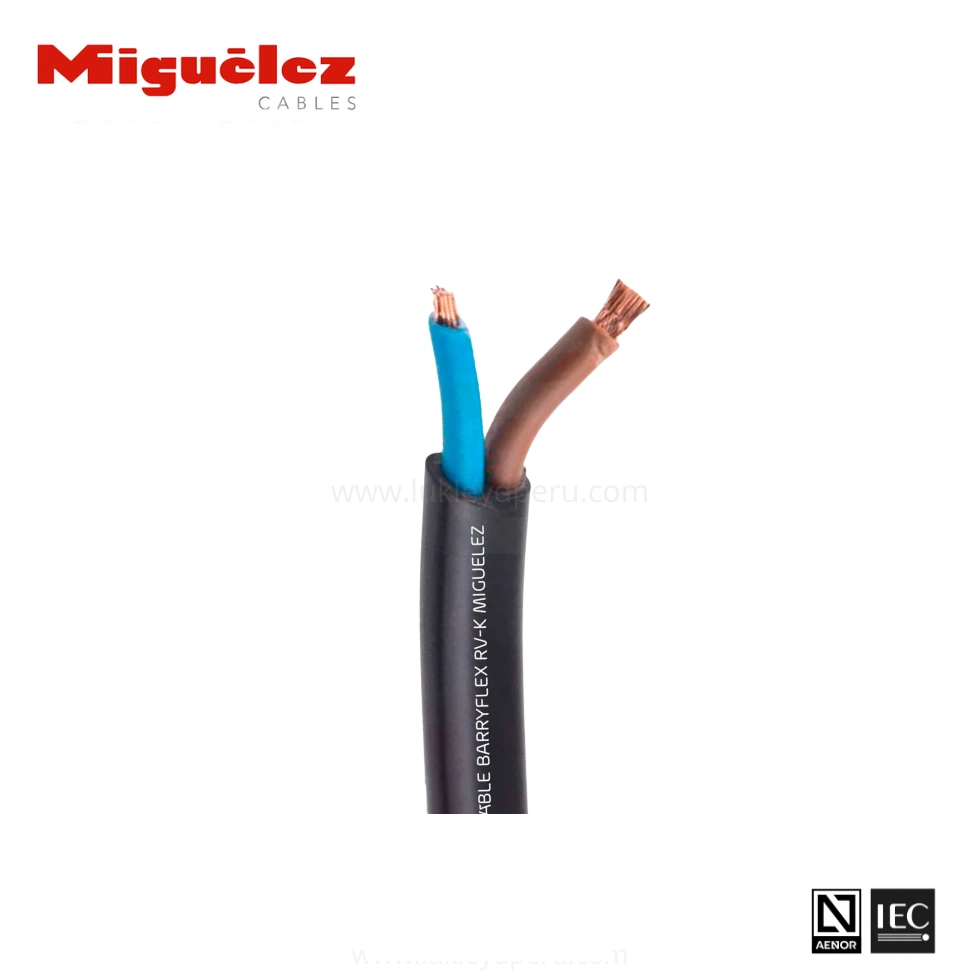 CABLE BARRYFLEX RV-K 2X1.5MM2 0.6/1KV XLPE/PVC MIGUELEZ