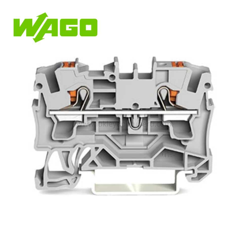 BORNA DE PASO GRIS C/BOTON 2 CONDUCTORES MARCAJE LATERAL/CENTRAL CONEX. FRONTAL (2204-1201) - WAGO