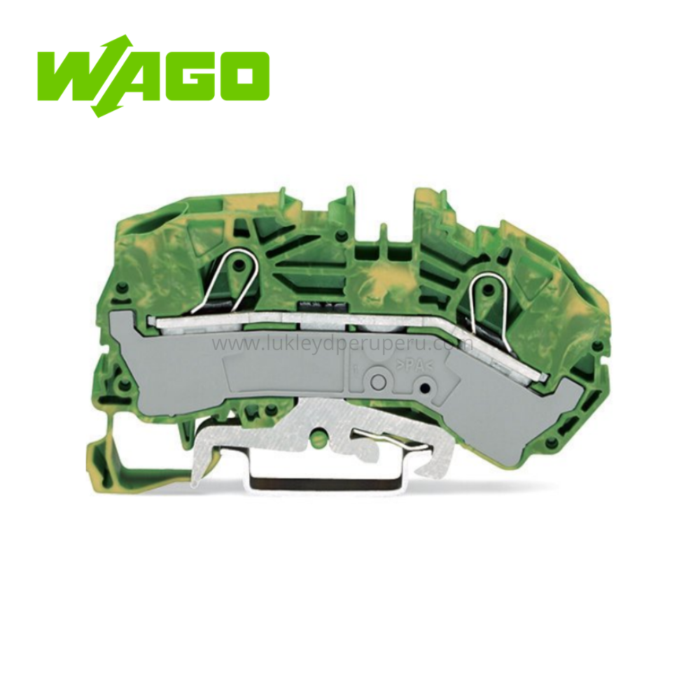 BORNA DE PASO 2 CONDUCTORES VERDE/AMARILLOMARCAJE LATERAL/CENTRAL CONEX. FRONTAL WAGO