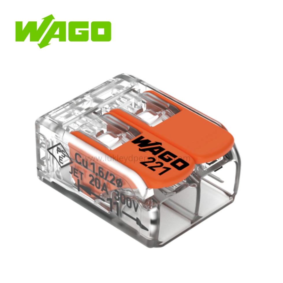 CONECTOR DE EMPALME 2 POLOS C/PALANCA (221-412) WAGO