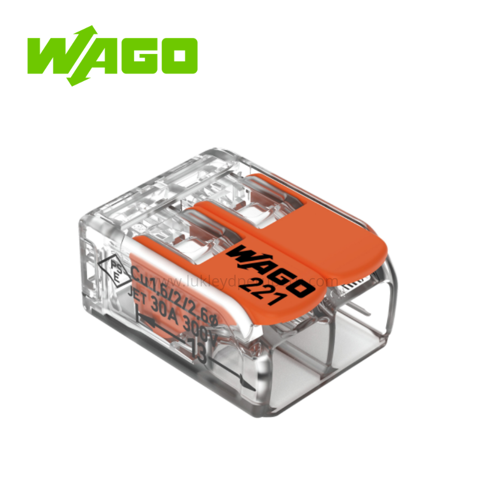 CONECTOR DE EMPALME 2 POLOS C/PALANCA 41A 450V (221-612) WAGO