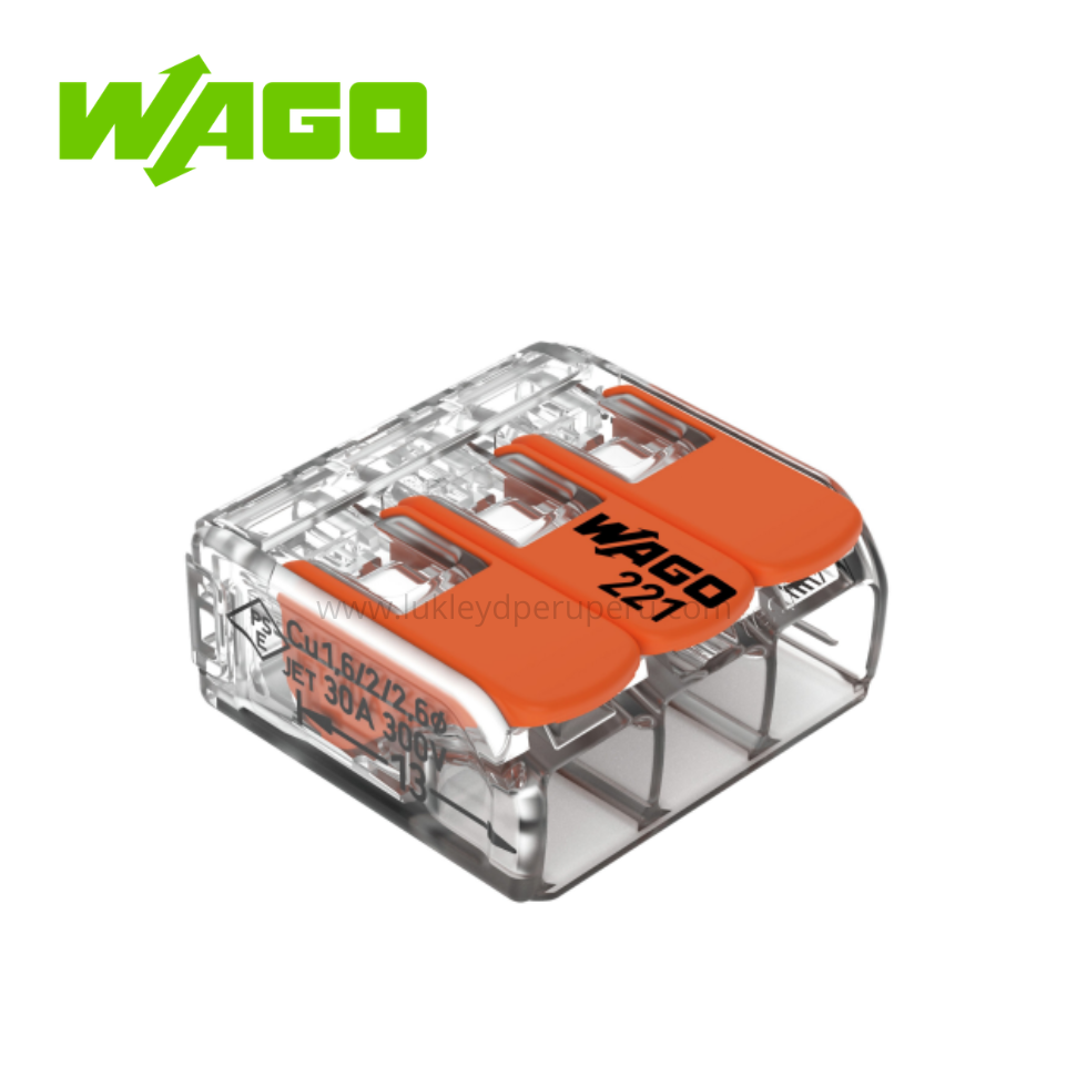 CONECTOR DE EMPALME 3 POLOS C/PALANCA 41A 450V (221-613) WAGO