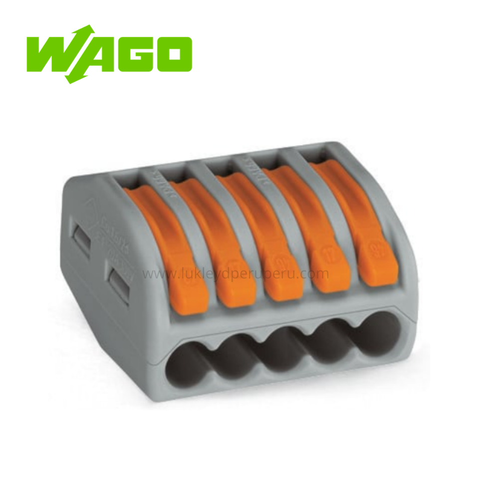 CONECTOR DE EMPALME 5 POLOS C/PALANCA 32A 400V (222-415) WAGO