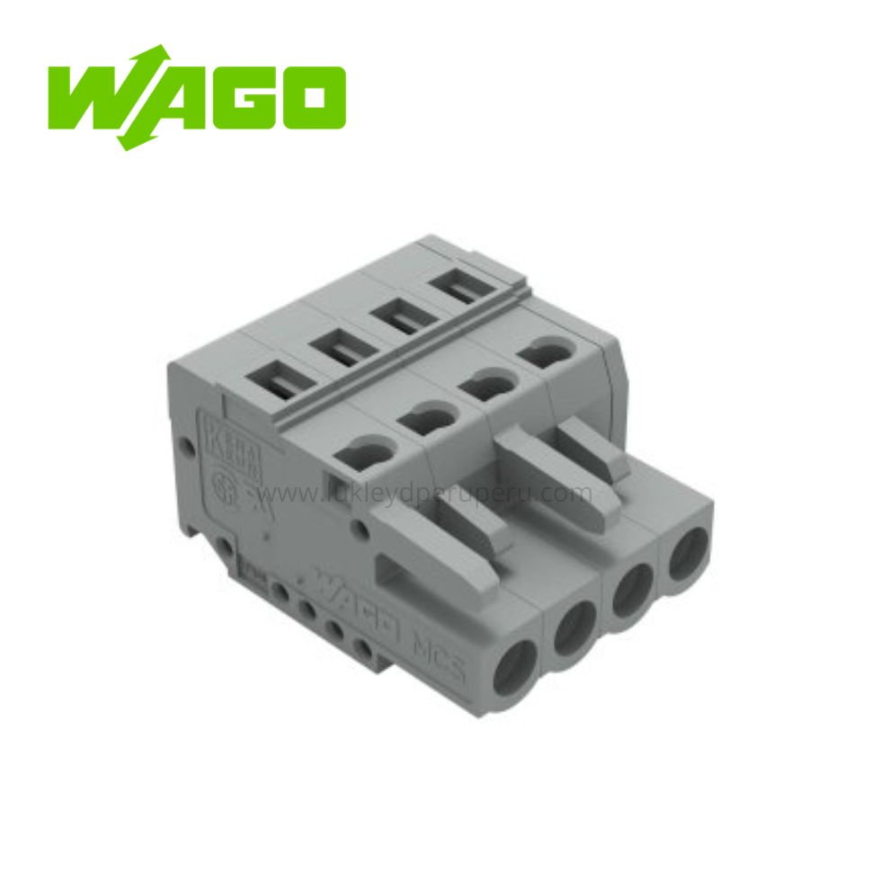 CONECTOR ENCHUFABLE HEMBRA 2 POLOS PASO 5MM 15A 600V(231-104/026-000) WAGO