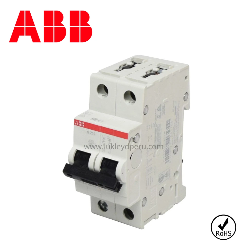 INTERRUPTOR TERMOMAGNÉTICO ABB 2X10A 20/10kA 230/400V S202-C10 CURVA C