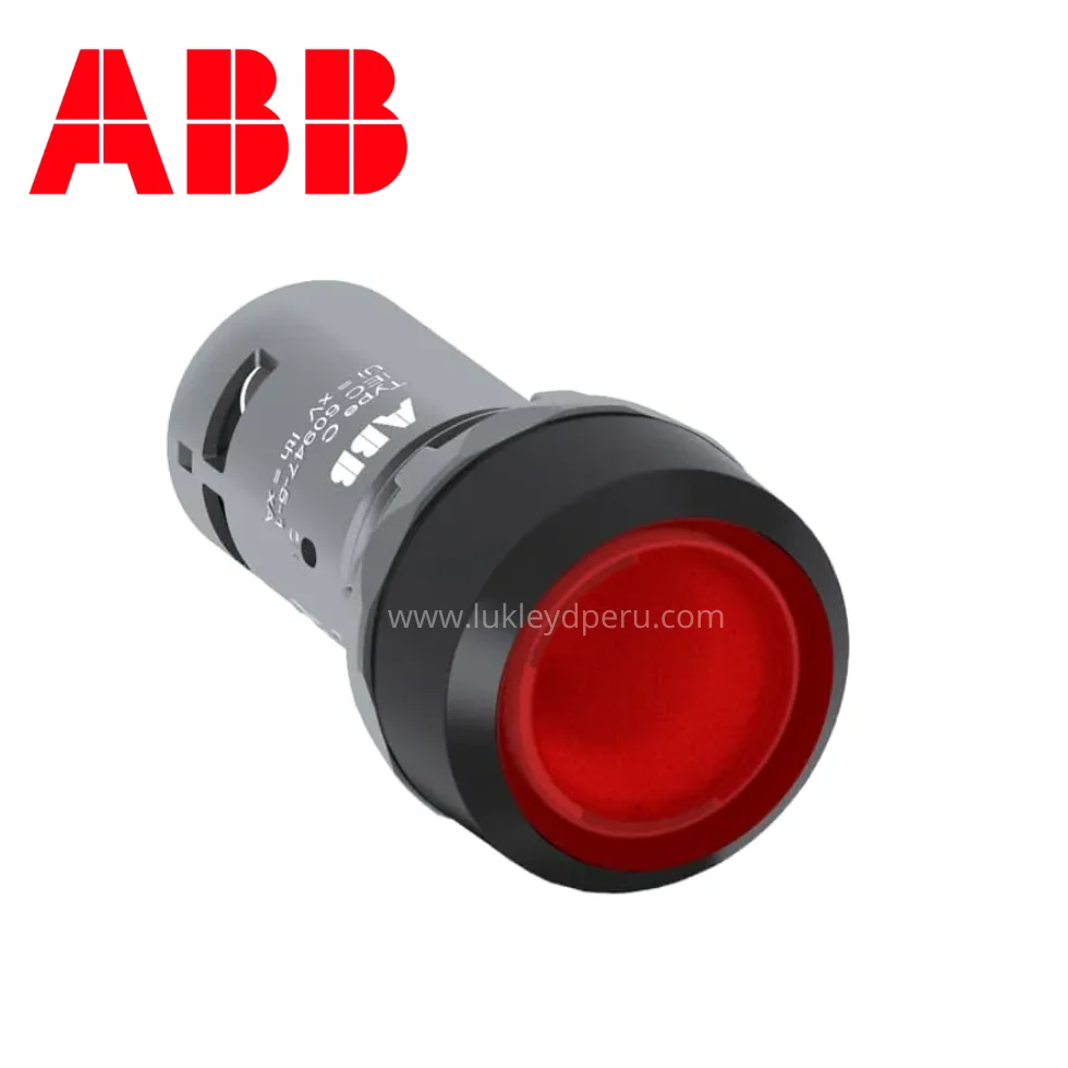 Pulsador luminoso rasante LED rojo 22mm LED 230VAC c/block 1NC ABB