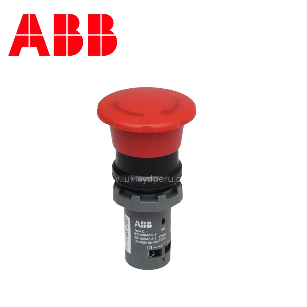 Pulsador de emergencia desenclavamiento por giro 22mm-40mm 1NC+1NA ABB