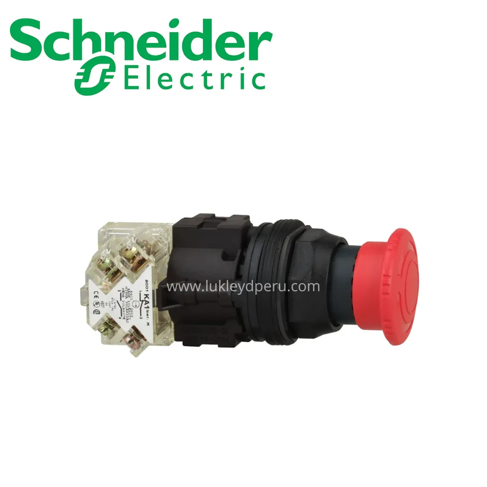 Pulsador de emergencia tipo hongo rojo desenclavamiento p/giro 30mm 1NA+1NC NEMA SCHNEIDER ELECTRIC