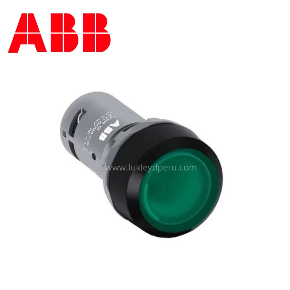Pulsador luminoso rasante LED verde 22mm c/LED 230VAC con block 1NA ABB