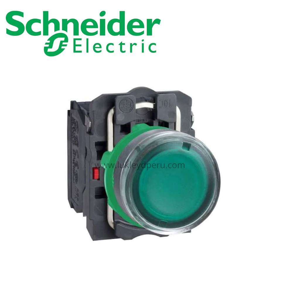 Pulsador luminoso rasante verde 240VAC/DC 2 posiciones fijas NA+NC SCHNEIDER ELECTRIC