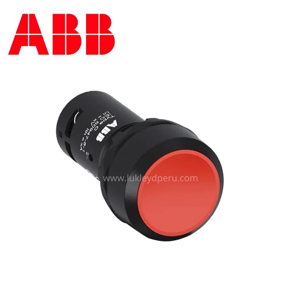 Pulsador no luminoso rasante rojo 22mm 1NC plástico negro integrado ABB