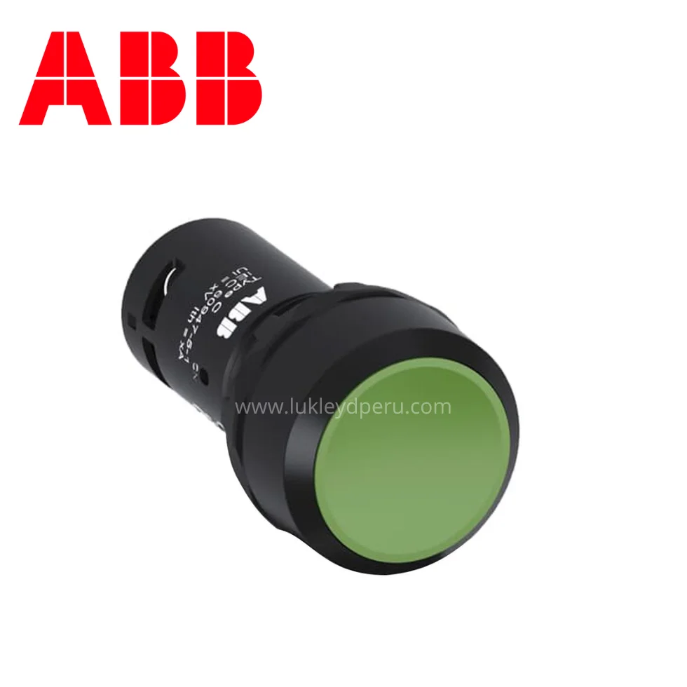 Pulsador no luminoso rasante verde 22mm 1NA plástico negro integrado ABB