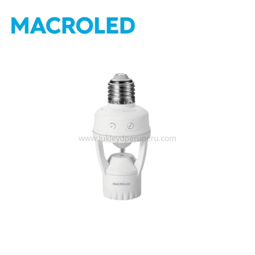 Sensor PIR 220-240V distancia máx. 6mts altura 2.2-4mts E27 IP20 blanco - MACROLED