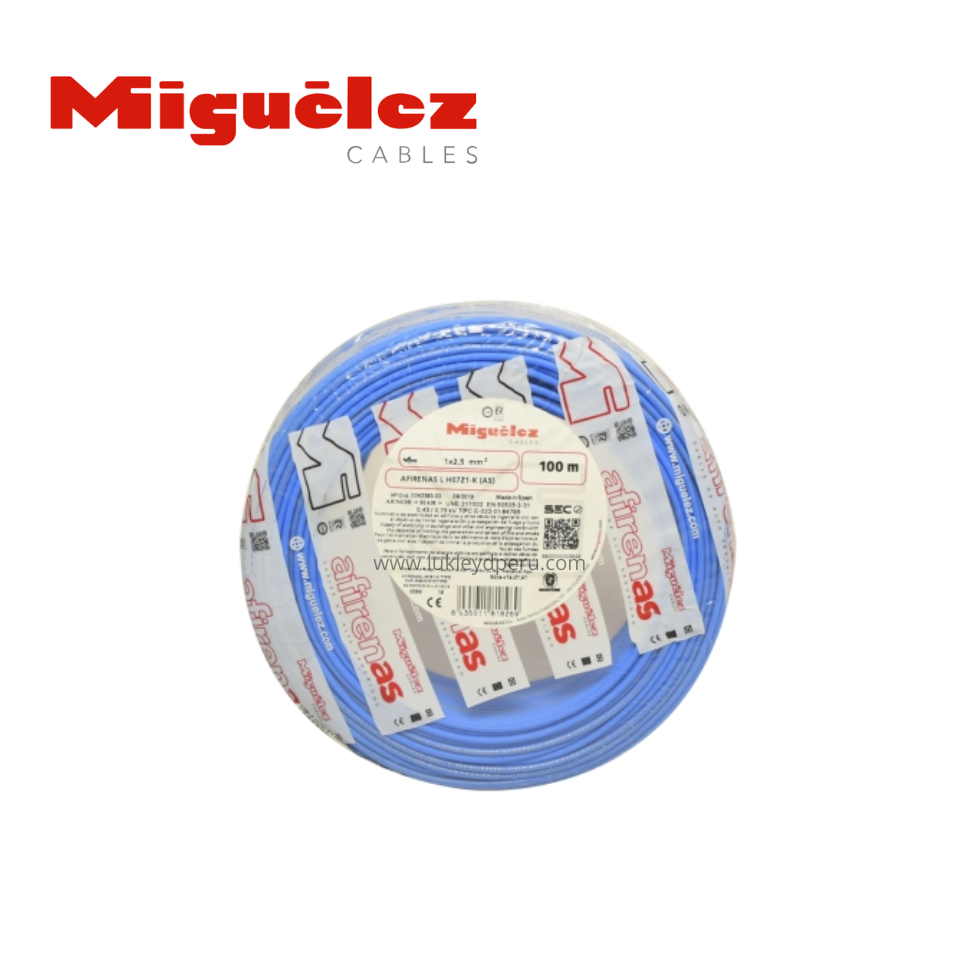 Cable H07Z1-K 16mm2 azul 450/750V libre de halógeno clase 5 x rollo